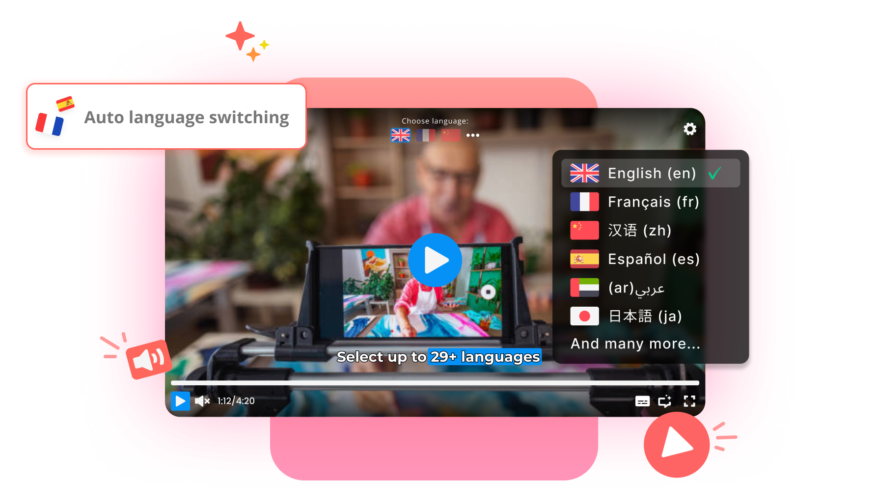 Troca automática de idioma no vídeo