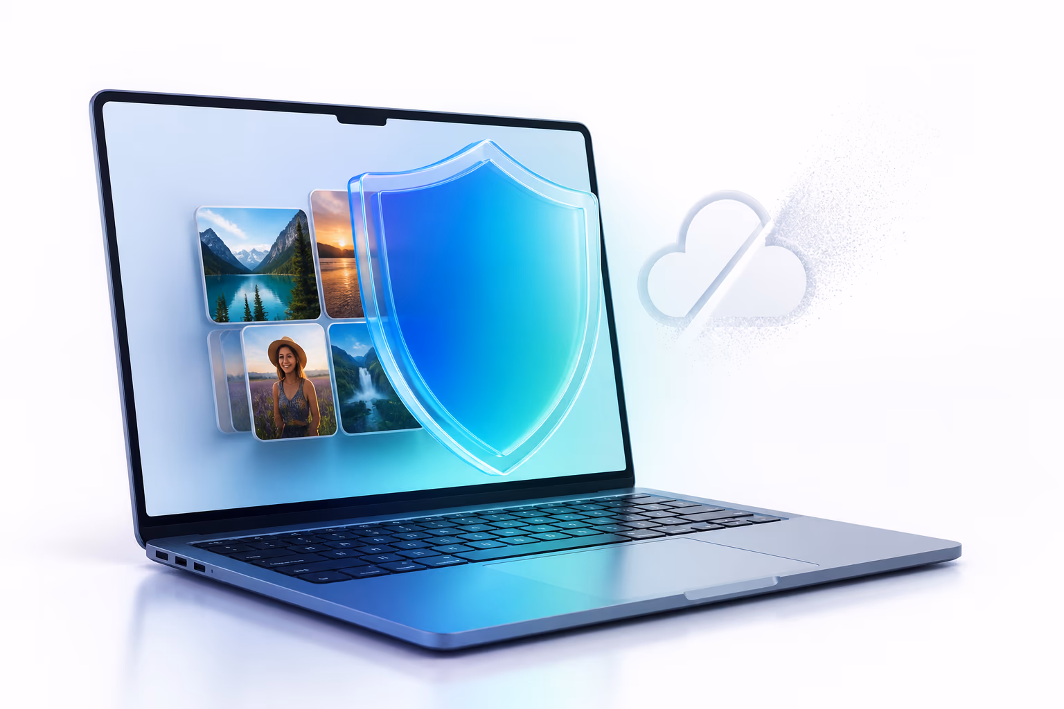 クライアントサイドで最適化されている間、プライバシースクリーンでラップトップ上に保たれる画像