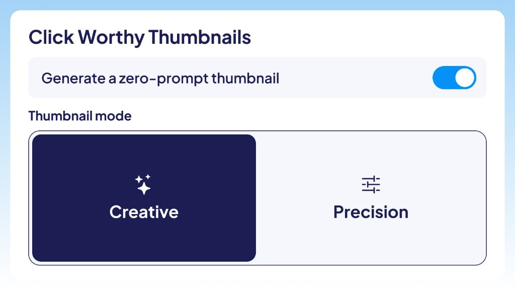 Auto Packaging thumbnail mode with Creative selected