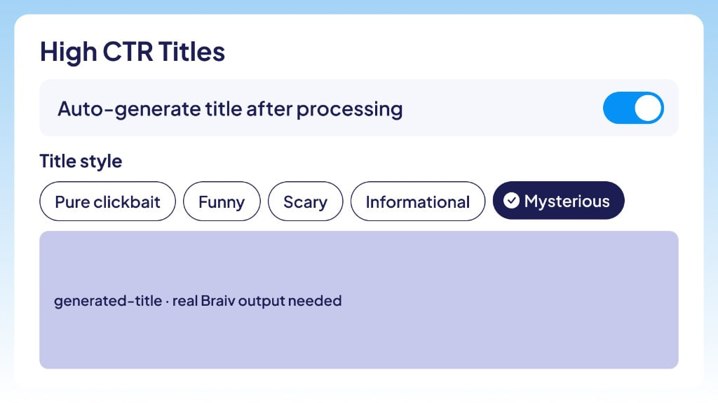 Auto Packaging title style picker with Mysterious selected